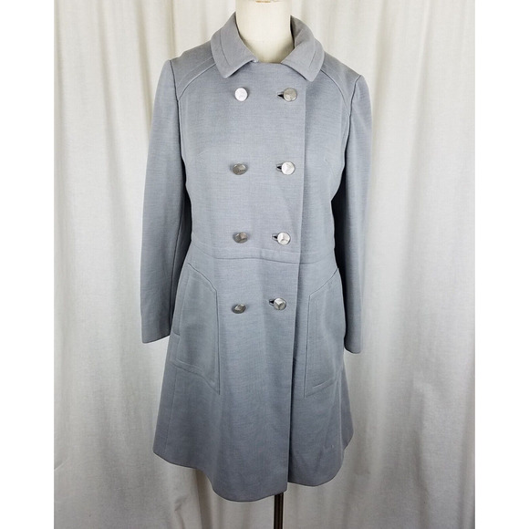 Vintage Mid Century Mod Double Breasted Woven Wool Swing Peacoat Cloak Womens S - Picture 1 of 9